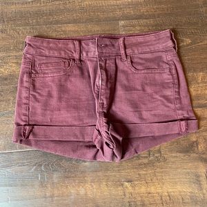 Women’s AEO high rise maroon shorts